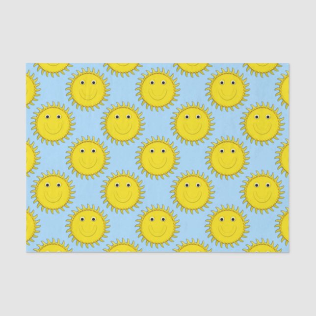 Sunshine Face-Blue Tissue Wrapping Paper (Front)