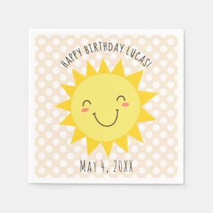 Sunshine Face Happy Birthday Party Napkins