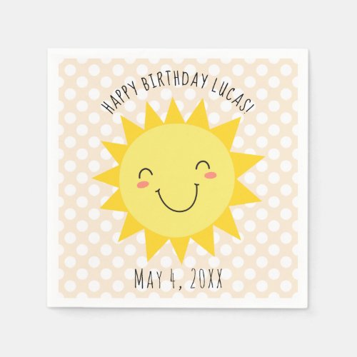 Sunshine Face Happy Birthday Party Napkins