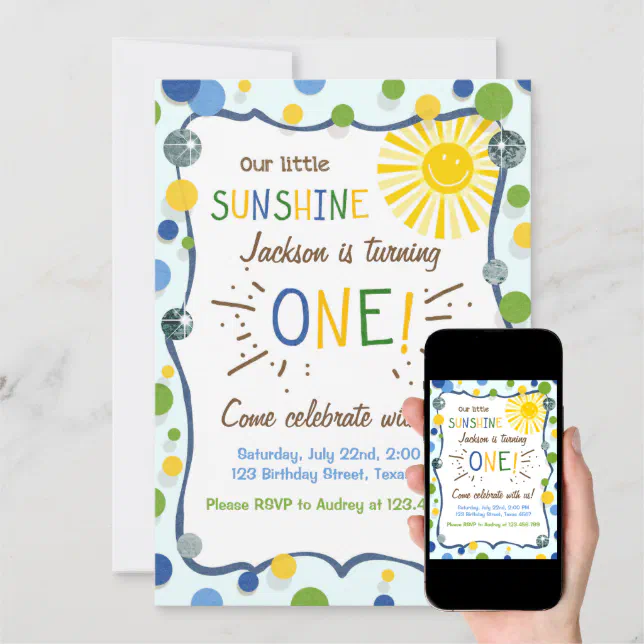 Sunshine First Birthday Party Invitation Zazzle