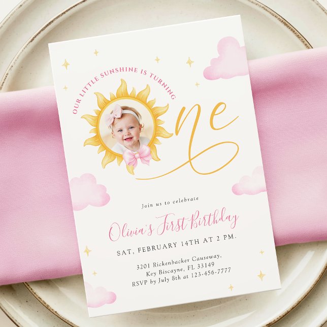 Sunshine First Birthday Photo Invitation (Creator Uploaded)