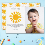 Sunshine First Birthday Thank You Card<br><div class="desc">This cute sunshine first birthday party thank you card is decorated with a yellow watercolor sun. Easily customizable. Original Watercolor © Michele Davies.</div>