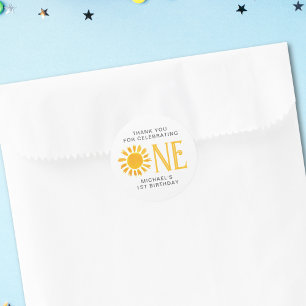 Sunshine First Birthday Thank You Classic Round Sticker