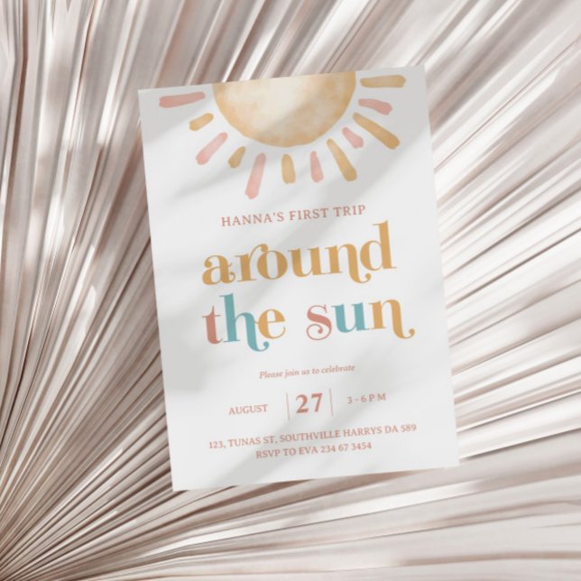 Sunshine First Trip Around The Sun 1st Birthday Invitation (Creator Uploaded)