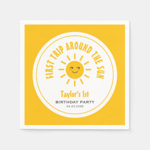 Sunshine First Trip Around The Sun 1st Birthday Napkins