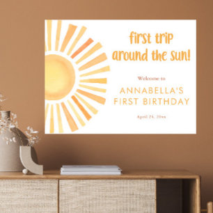 Sunshine First trip around the sun 1st birthday Poster