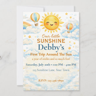 Sunshine First Trip Around the Sun Bday Invitation