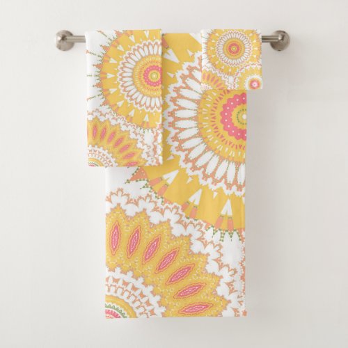 Sunshine Floral Mandalas Bath Towel Set