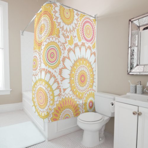 Sunshine Floral Mandalas Shower Curtain