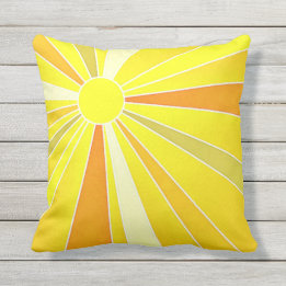 Sunshine/Floral Pattern Reversible Throw Pillow