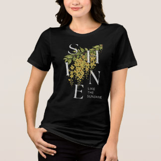 Sunshine Floral Typography Artwork by PixelPeak Tri-Blend Shirt