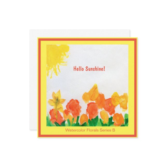 Sunshine Floral Watercolor Invitation (Front/Back In Situ)