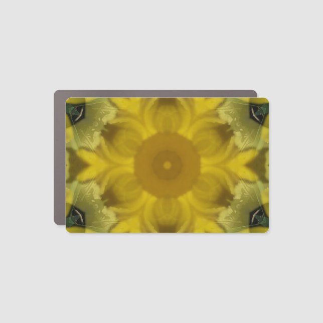 Sunshine Flower Burst Golden Car Magnet (Front)