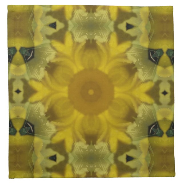 Sunshine Flower Burst Golden Cloth Napkin (Front)