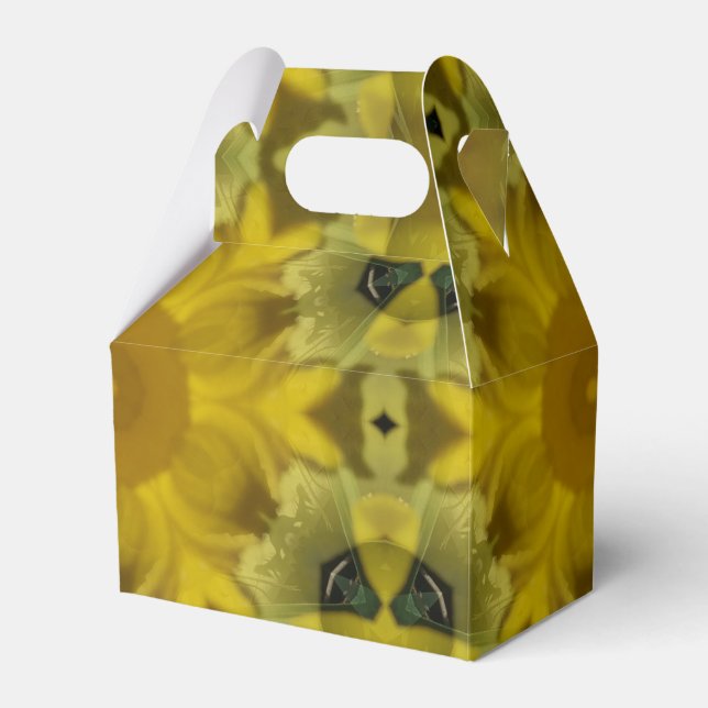 Sunshine Flower Burst Golden Favor Boxes (Front Side)