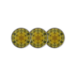 Sunshine Flower Burst Golden Golf Ball Marker