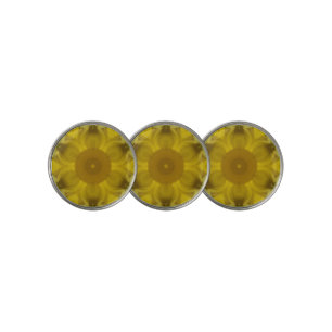 Sunshine Flower Burst Golden Golf Ball Marker