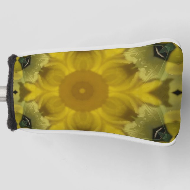 Sunshine Flower Burst Golden Golf Head Cover (Front)