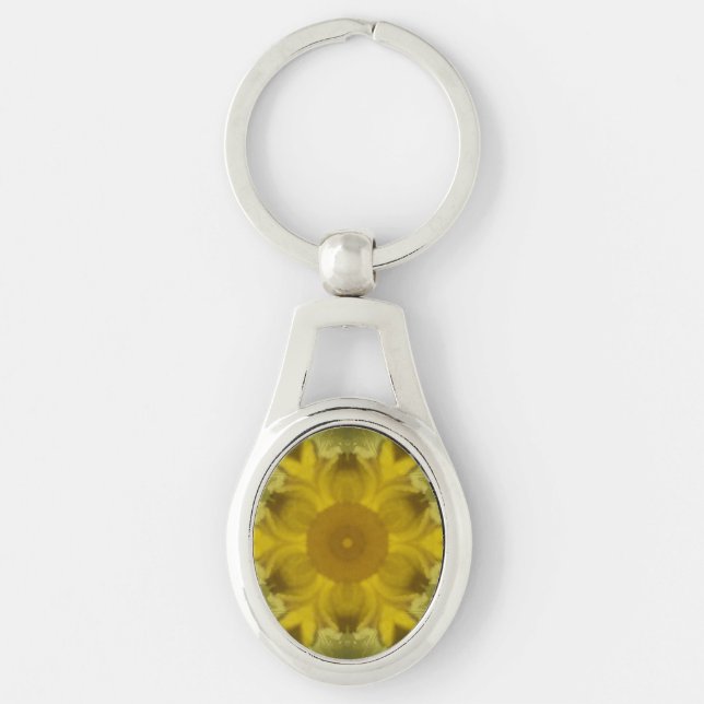Sunshine Flower Burst Golden Keychain (Front)