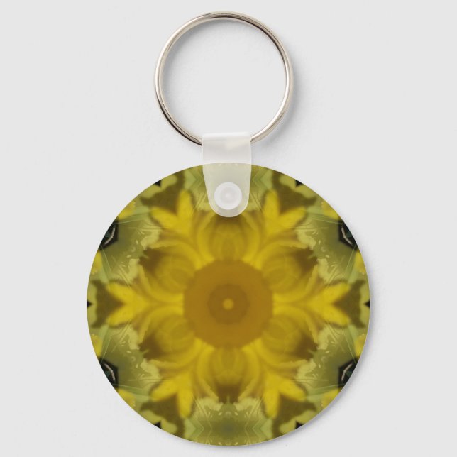 Sunshine Flower Burst Golden Keychain (Front)