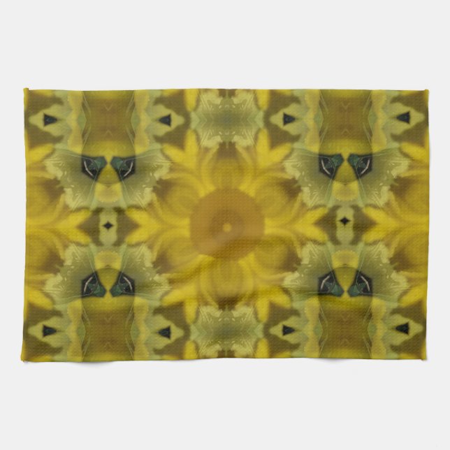 Sunshine Flower Burst Golden Kitchen Towel (Horizontal)