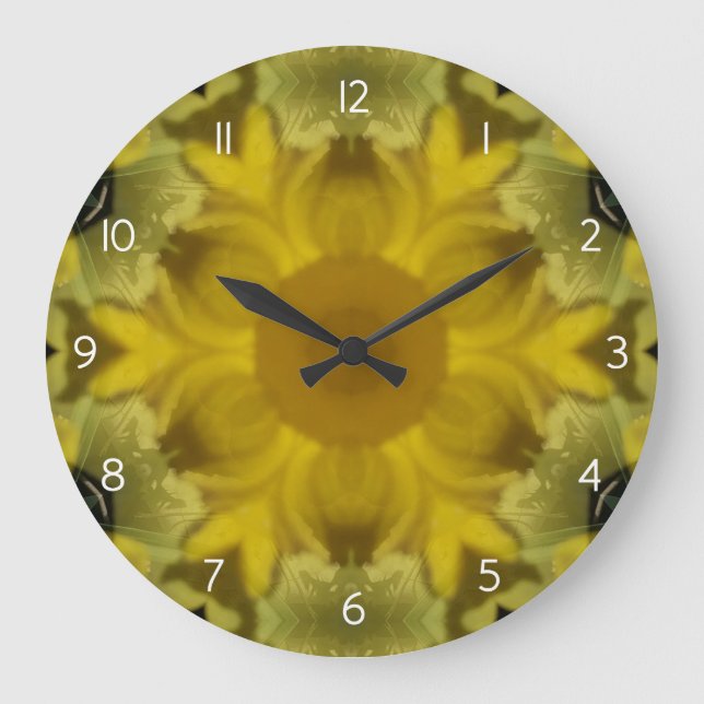 Sunshine Flower Burst Golden Large Clock (Front)