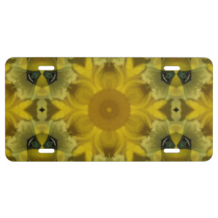 Sunshine Flower Burst Golden License Plate