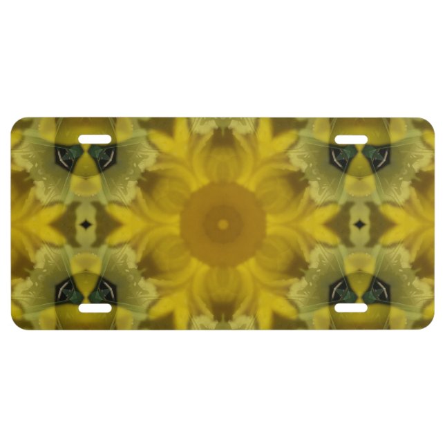 Sunshine Flower Burst Golden License Plate (Front)
