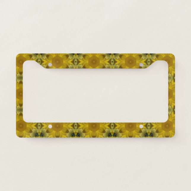 Sunshine Flower Burst Golden License Plate Frame (Front)