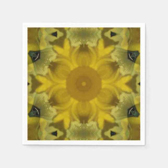 Sunshine Flower Burst Golden Napkins (Front)