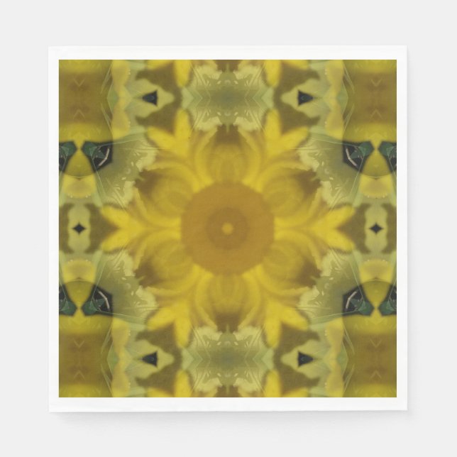 Sunshine Flower Burst Golden Napkins (Front)