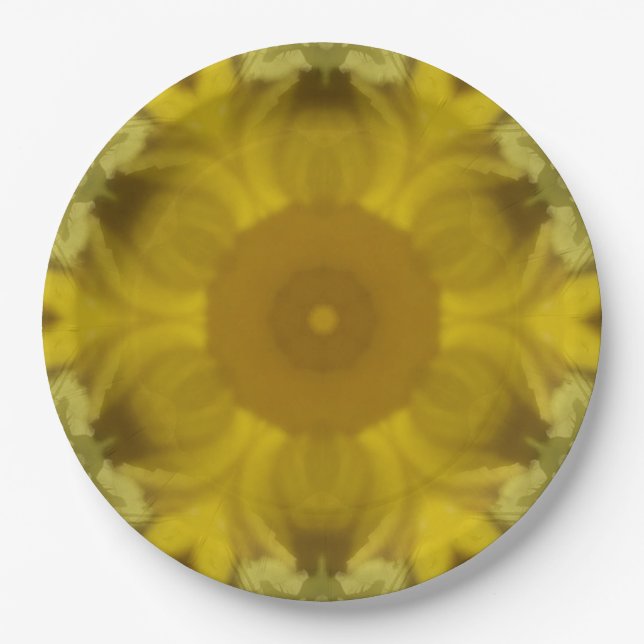 Sunshine Flower Burst Golden Paper Plates (Front)