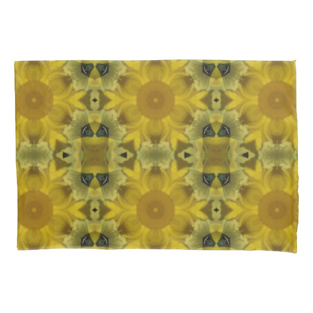 Sunshine Flower Burst Golden Pillow Case (Front)