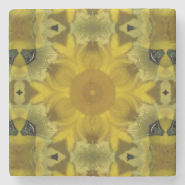 Sunshine Flower Burst Golden Stone Coaster (Front)