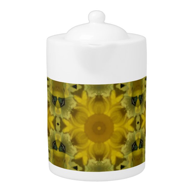 Sunshine Flower Burst Golden Teapot (Front)