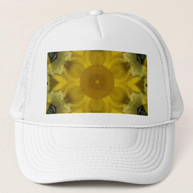 Sunshine Flower Burst Golden Trucker Hat (Front)