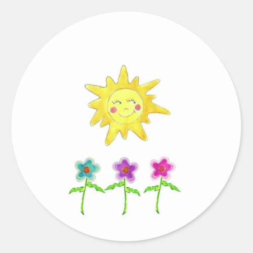 Sunshine Flowers Classic Round Sticker