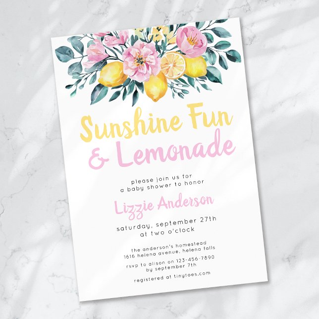 Sunshine Fun and Lemonade Floral Baby Shower Invitation (Creator Uploaded)