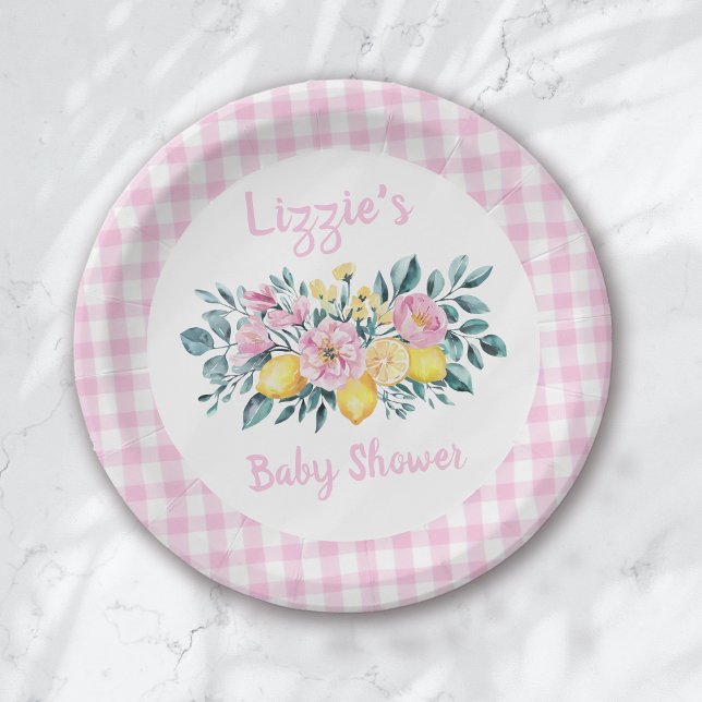 Sunshine Fun and Lemonade Floral Baby Shower Paper Plates (Creator Uploaded)