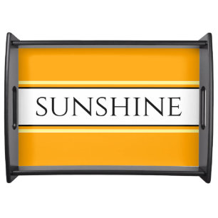 SUNSHINE Fun Bright Golden Orange White Stripes Serving Tray