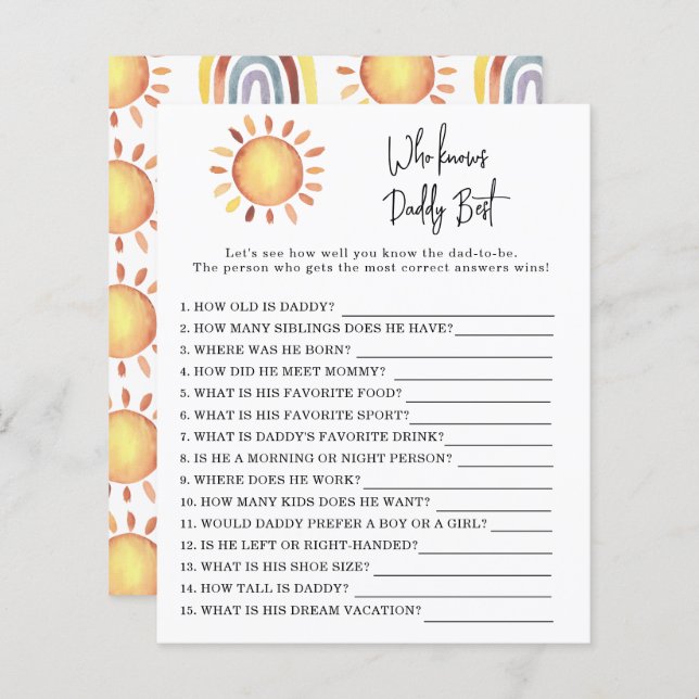 Sunshine Game Who knows DADDY best (Front/Back)