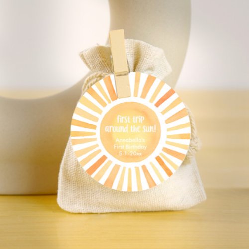 Sunshine gender neutral 1st birthday party favor tags