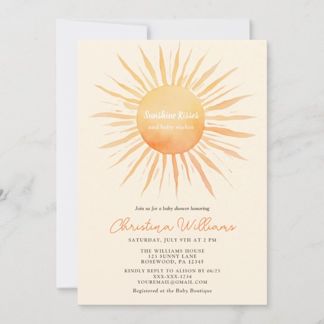 Sunshine Gender Neutral Baby Shower Invitation (Front)