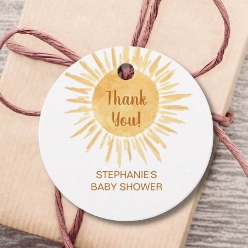 Sunshine Gender Neutral Baby Shower Thank You Favor Tags