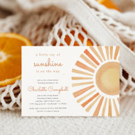 Sunshine Gender Neutral Boho Sun Baby Shower  Invitation