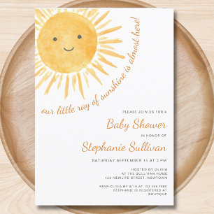 Sunshine Gender-Neutral Boho Sun Baby Shower Invitation
