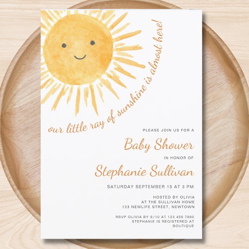 Sunshine Gender_Neutral Boho Sun Baby Shower Invitation