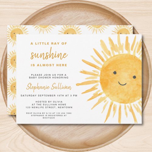 Sunshine Gender Neutral Boho Sun Baby Shower Invitation