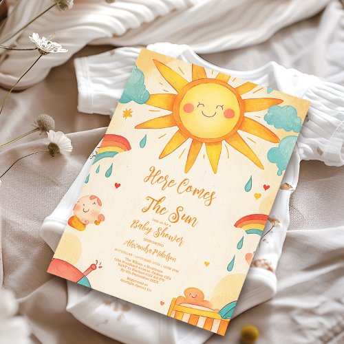 Sunshine Gender Neutral Boho Sun  Invitation