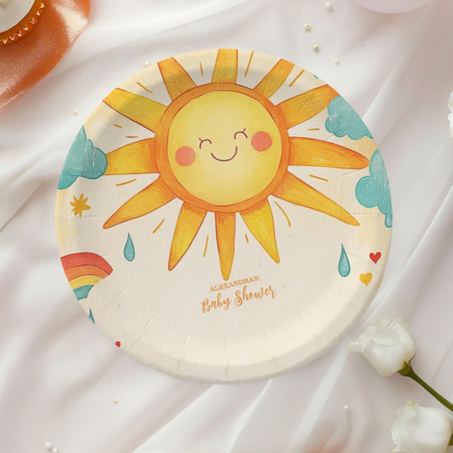 Sunshine Gender Neutral Boho Sun  Paper Plates (Creator Uploaded)